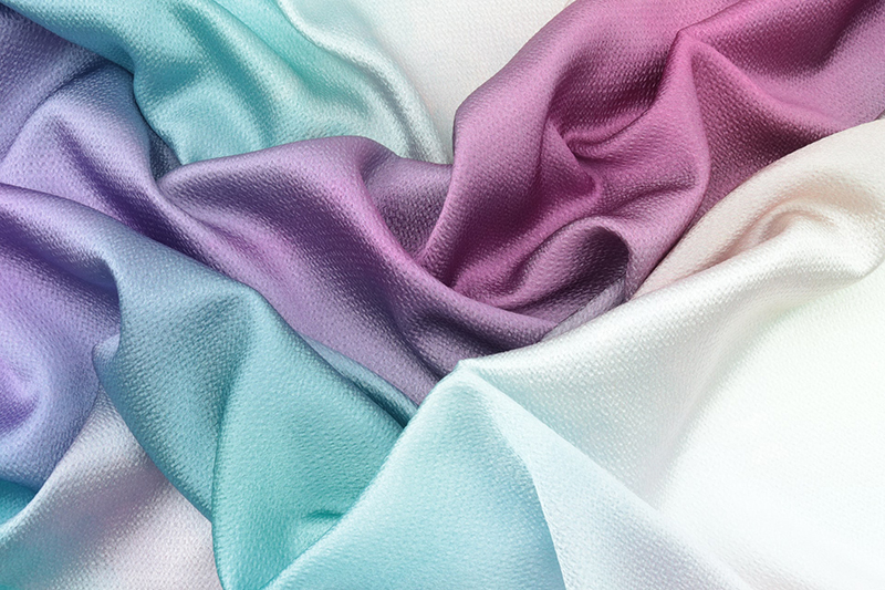 Coloured silk fabric