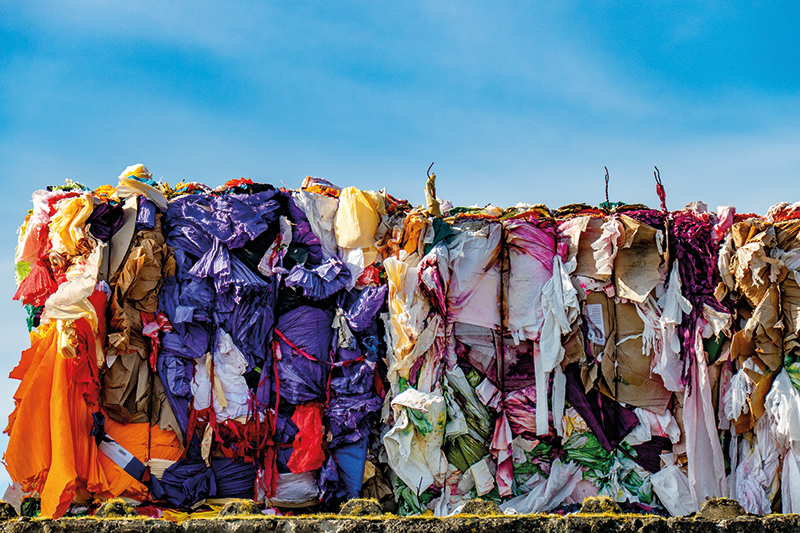 Stock image of fabrics that have been collected for recycling