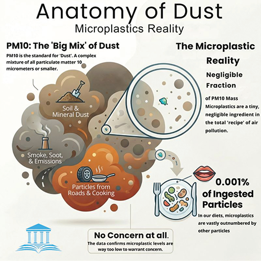 Diagram showing the distribution of substance particles in dust