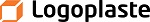 Company name in black font and orange square on the right