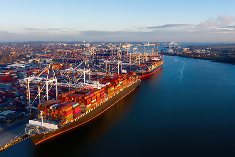 Cargo shipping in Southampton, UK