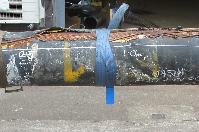 An exemplar failed flexible pipeline awaiting dissection and investigation