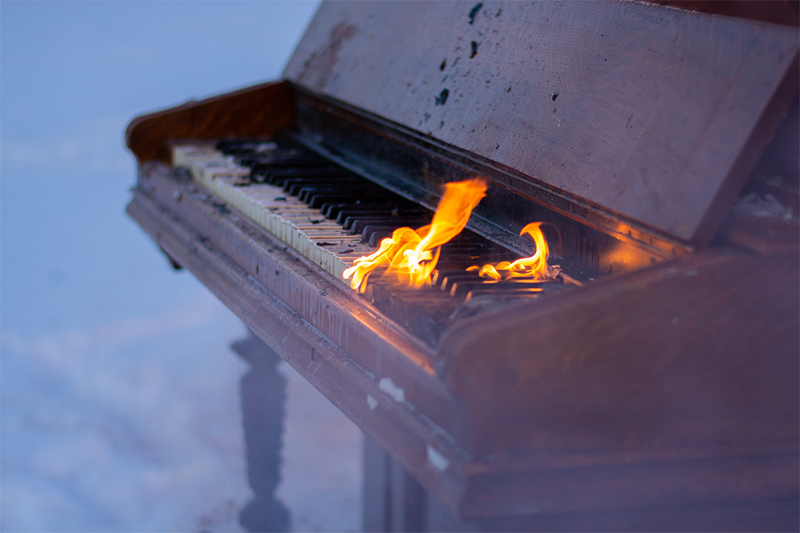 Piano on fire