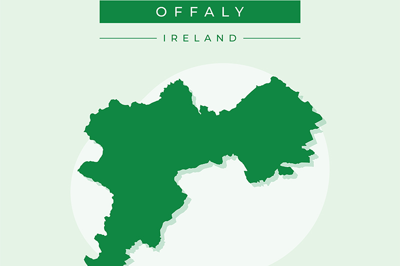 Offaly County Council (Republic of Ireland, Counties of Ireland) map vector illustration, scribble sketch Offaly map
