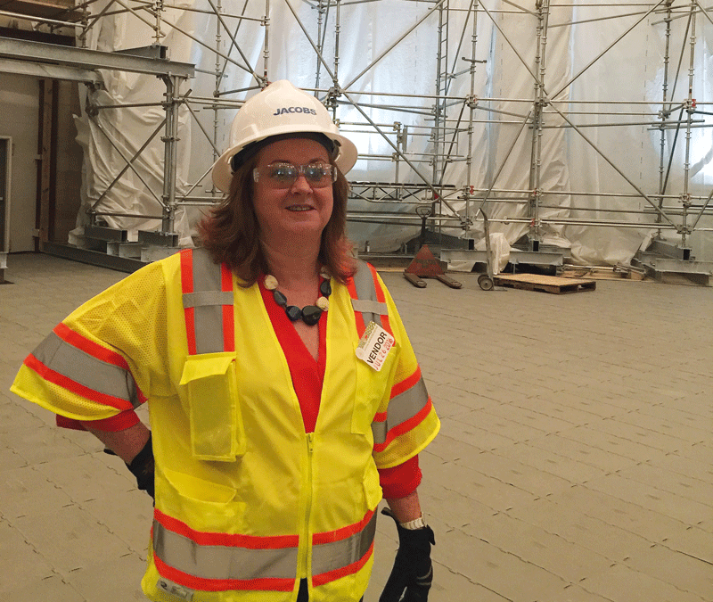 Catriona on a safety tour inside the dome structure of the Capitol building in Washington DC, USA
