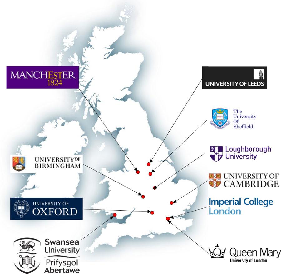 The UK universities who are part of the Discover Materials Working Group